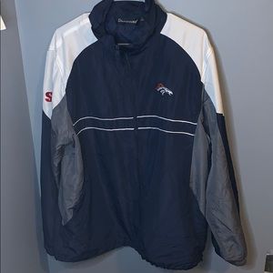 Lightweight, dark blue, denver broncos windbreaker